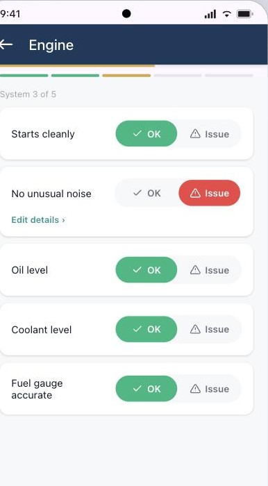 Fleet Mobile — System checklist, issue flagged