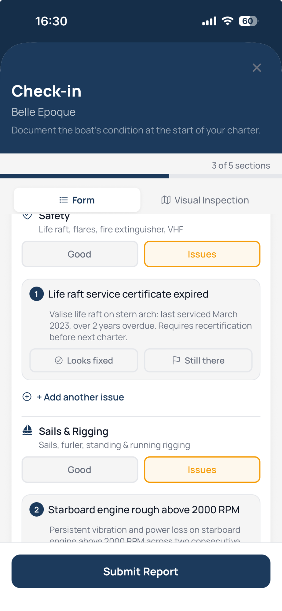 Check-in report